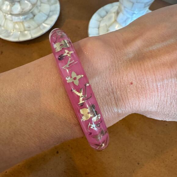 Louis Vuitton Jewelry - Louis Vuitton Vintage Pink Inclusion Monogram Resin Bangle Bracelet